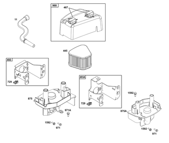 Air Cleaner Group Diagram and Parts List for 115P02-0013-F1 100000 - 19Z999 Briggs and Stratton Engine